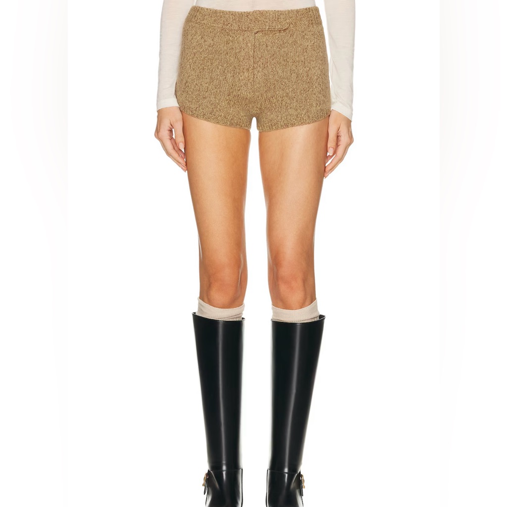 Aya Muse High Waist Tweed-Look Short In Camel